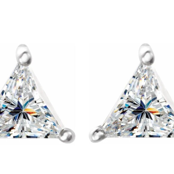 Triangle Natural Mined Diamond Studs 14K Gold (1.8 Ct G Si1) C54100019 - Picture 1 of 6